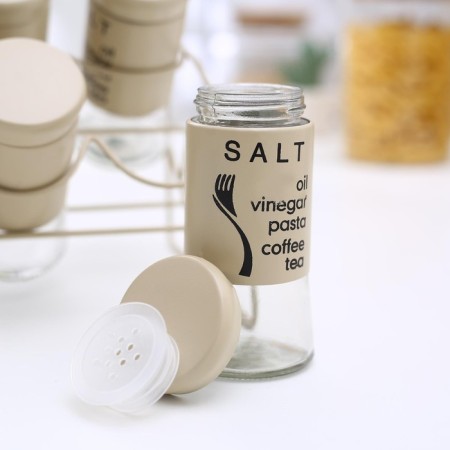 A set of glass cans for bulk products "Style", 20 × 16 × 17 cm, on a stand, 6 pcs, color mix-12