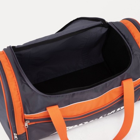 Sports bag with lightning, 3 external pockets, a long belt, the color of gray/orange-2