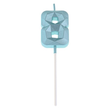 Candle in the cake on the skewer "Almaz", the number "8", blue, 4.8x2.6 cm-5
