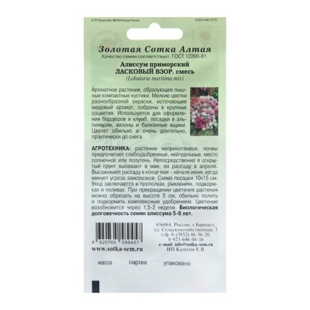 Alissum flowers "Affectionate gaze", 0.1 g-1
