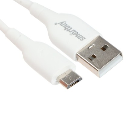 Smartbuy S25, microUSB cable - USB, 3 A, 1 m, TPE braid, fast charging, white