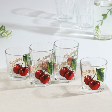 A set of glass glasses “Oda. Useful cherry ", 250 ml, 6 pcs