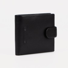 Male purse on a button, for bills, for cards, for coins, black color