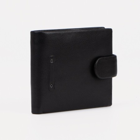 Male purse on a button, for bills, for cards, for coins, black color