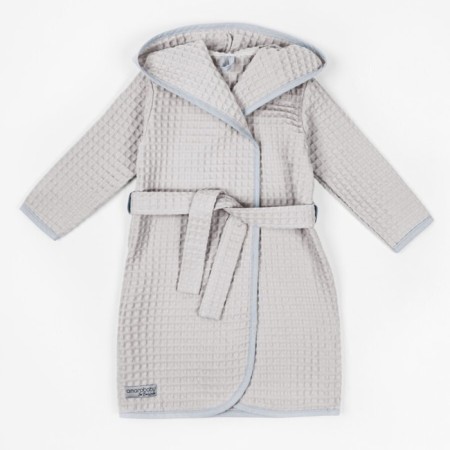 Халат детский с капюшоном Amarobaby Waffle, рост 134-140 см, цвет серый-7