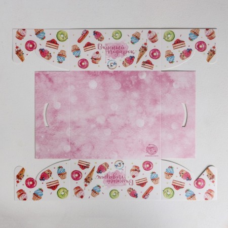 Capcake box, confectionery packaging, 4 cells "Tasty Gift", 16 x 16 x 7.5 cm-3