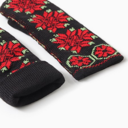 Double female mittens "ornament", black/red color, rn 18-2