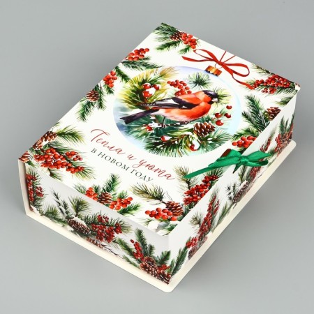 Folding New Year's Box "Bullfinch", 21 x 15 x 7 cm, New Year-1