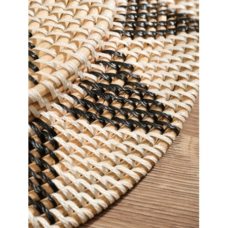Decorative wicker rattan "Sun", 40x40x4 cm, black and white-3