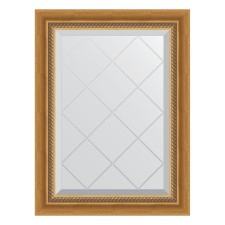 Mirror with engraving in the baguette frame, aged gold with weaving 70 mm, 53x71 cm