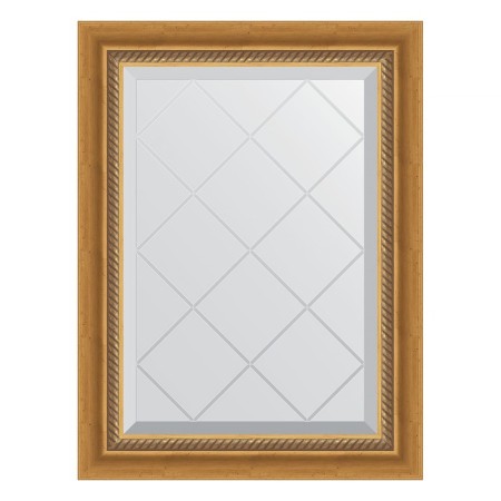 Mirror with engraving in the baguette frame, aged gold with weaving 70 mm, 53x71 cm