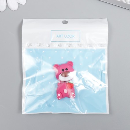Decor for creativity Plastic "Pink Bear with Strawberry" set 2x2.5 cm-3