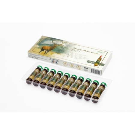 Elixir "Elsam. Panto-pervite ”with Maral’s pantas and vitamin C, increasing mental and physical performance, 10 bottles of 10 ml-2