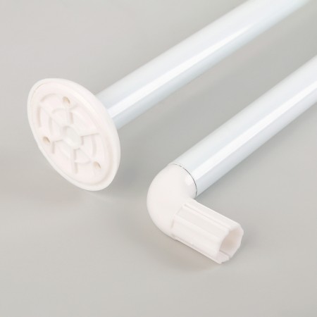 Bathroom cornice is M-shaped, 80 × 80 cm, white color