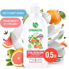 Gel-balm for washing dishes and children's toys Synergetic pink grapefruit and spices, biodegradable, 0.5l