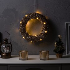 LED figure “Golden Wreath” 30 cm, metal, AAX2 batteries (not in the kit), a glow of warm white