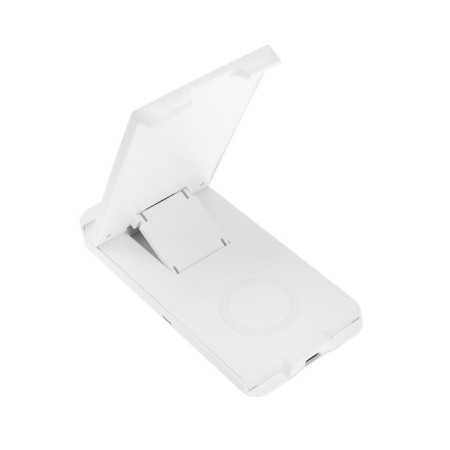 Wireless charging station 2 in 1 LCC-82, 15 W + 5 W, with a stand, white-3