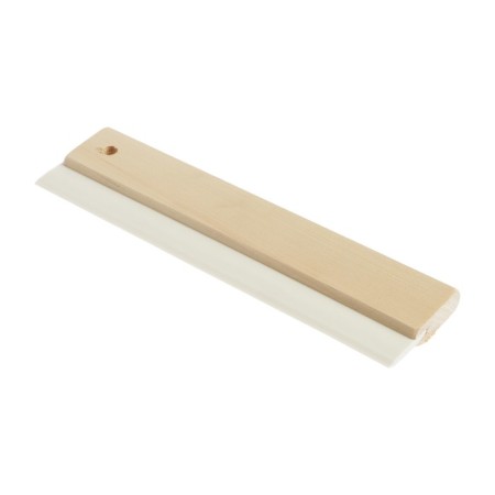 Rubber tundra spatula, white, with a wooden handle, 250 mm