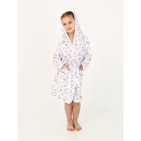 Children's robe with a hood, height 128 cm-13