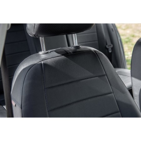 Auto-Cherkhly for Skoda Rapid, whole sedan, 2014-, black, eco-leather, set-3