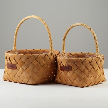 Set of wicker baskets, d26xn13.5/32 cm, d21xh12/27.5 cm, 2 pcs, sequoia