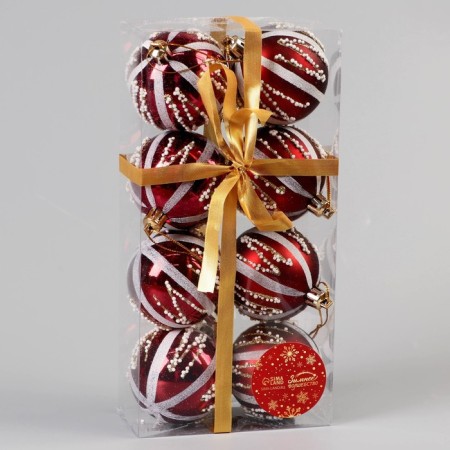 Set of balls plastic D-5.5 cm, 8 pcs "Masquerade" burgundy-1