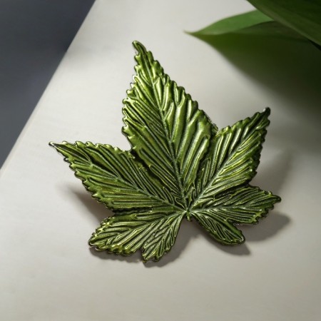 Brooch "Liszt", green color matte in silver-2