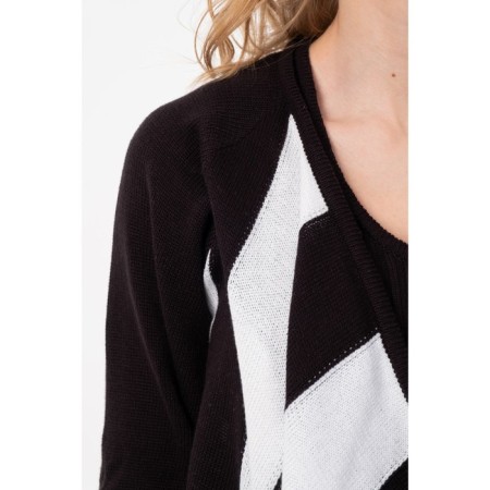 Cardigan female, size 44, black color, white-2