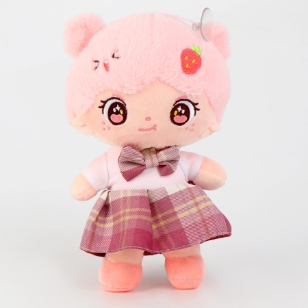 Soft toy "doll" with strawberries, 25 cm, pink color