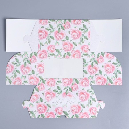 Capcake box, confectionery packaging with a window, 2 cells, "roses", 16 x 10 x 10 cm-5