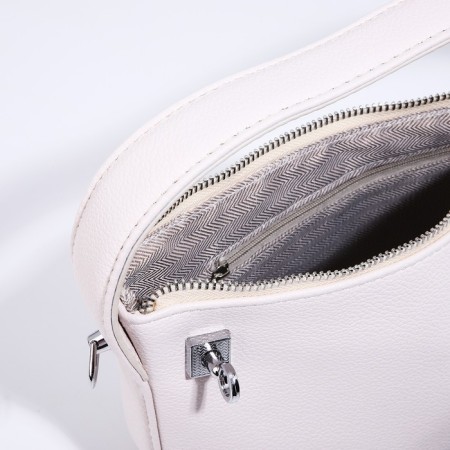 Baget bag with zipper, chain, white color-7
