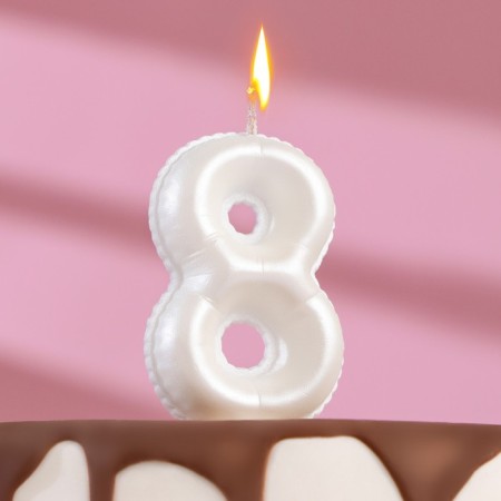 Candle in the "balls" cake, number "8", pearl, 5.5 cm