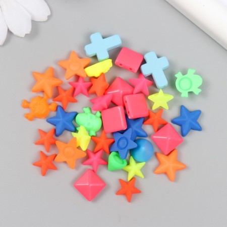 Decor for creativity plastic "Neon assorted" set 36 pcs MIX 1.7x1.7 cm