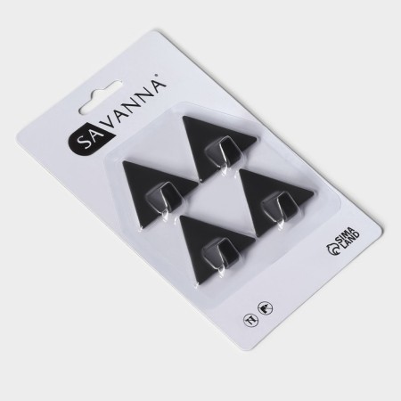 Set of metal self -adhesive hooks Savanna Black Loft Pyramid, 4 pcs, line 4 cm-5