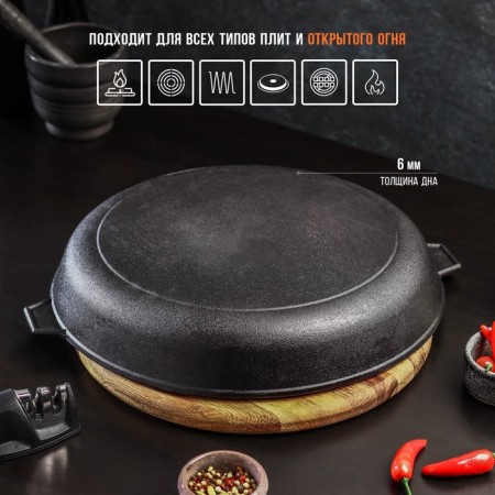 Small cast -iron magma, d = 32 cm, h = 5 cm, with two ears-2