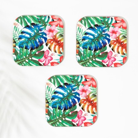 A set of stars for glasses, wooden 3 pcs, multi -colored leaves, 9.5x9.5x0.9 cm-1