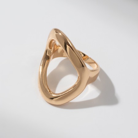 Ring Metal "Trend" oval, color gold, size 18-1