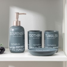 A set of accessories for the bathroom “inscriptions”, 4 items (400 ml dispenser, soap dish, 2 glasses), color gray color