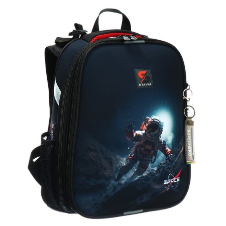 School backpack 38 x 30 x 16 cm, ergonomic back, Stavia "Cosmonaut", black-1