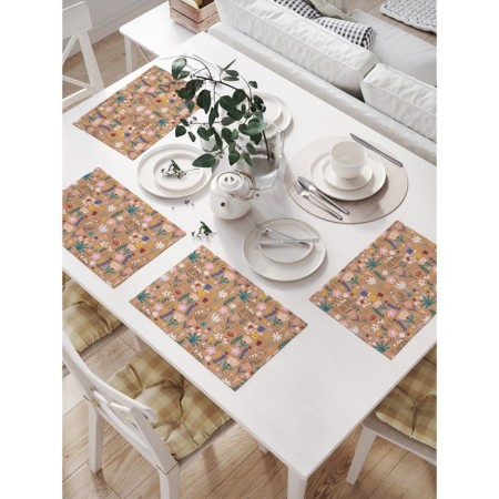 A set of napkins for setting the table "Nature drawings", rectangular, size 32x46 cm, 4 pcs