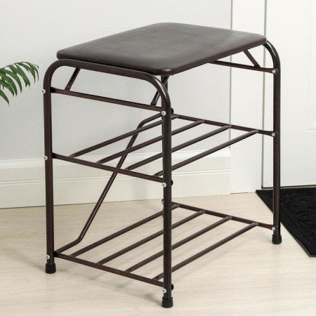 Shoe stand, 3 shelves, 45 cm, with a seat, a copper antique color-2