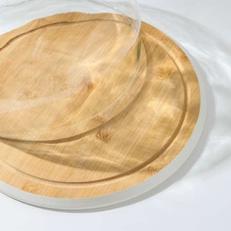 A dish for serving with a heaven lid, D = 30 cm, bamboo, glass, color mix-2