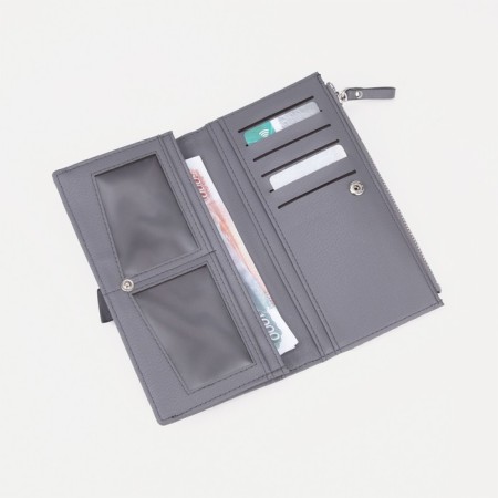 Women's wallet on the button, gray color-4