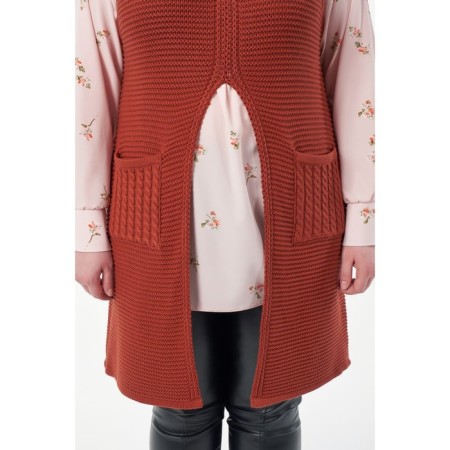 Women's vest, size 52, brown color-5
