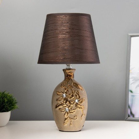 Lamp table ceramics "Flowers" bronze, rhinestones E14 40W 38x20x20 cm