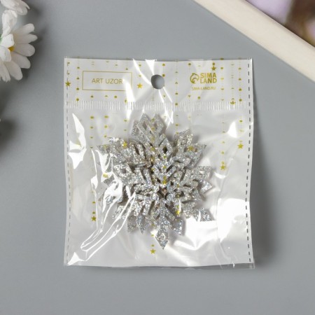 Decor for the creativity of the felt "Snowflake" holography 6x6 cm-3
