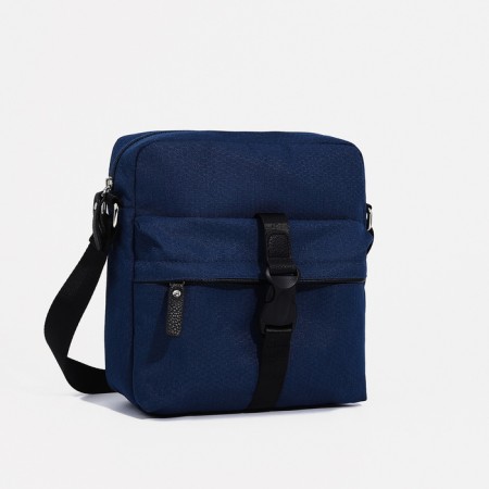Male bag over the shoulder, textura, textiles, blue color