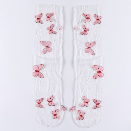 Carnival accessory, socks, white, butterflies-5