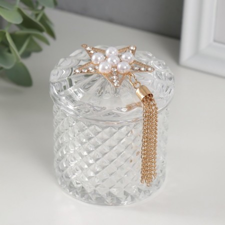 Casket glass "Pearl star" with a brush 6.6x6.5x7.8 cm