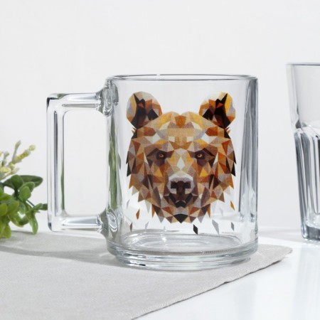 Animals mug, glass, 250 ml, mix-6